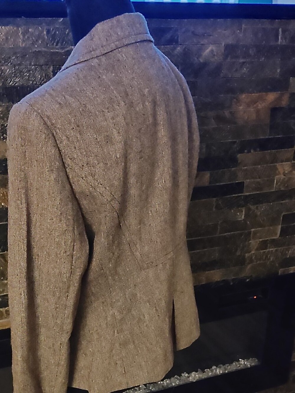 The Limited Womens Taupe Tweed Button-Front Blazer Jacket Size Large - Picture 3 of 6